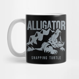 Alligator snapping turtle, reptiles lovers in grey ink Mug